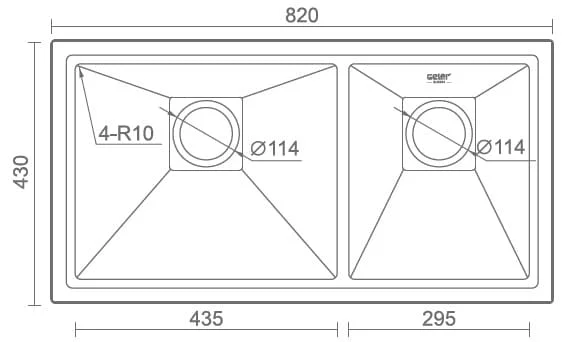 Bản vẽ kỹ thuật Chậu rửa bát 1 hố Geler GL-8243Y