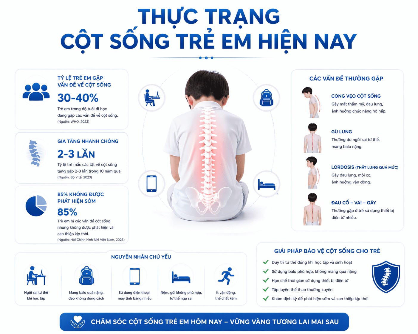 Thực trạng cột sống trẻ em hiện nay