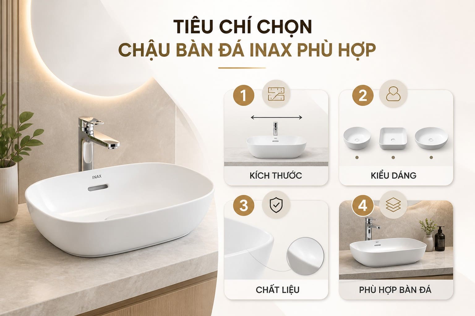 Tiêu chí chọn chậu bàn đá Inax phù hợp