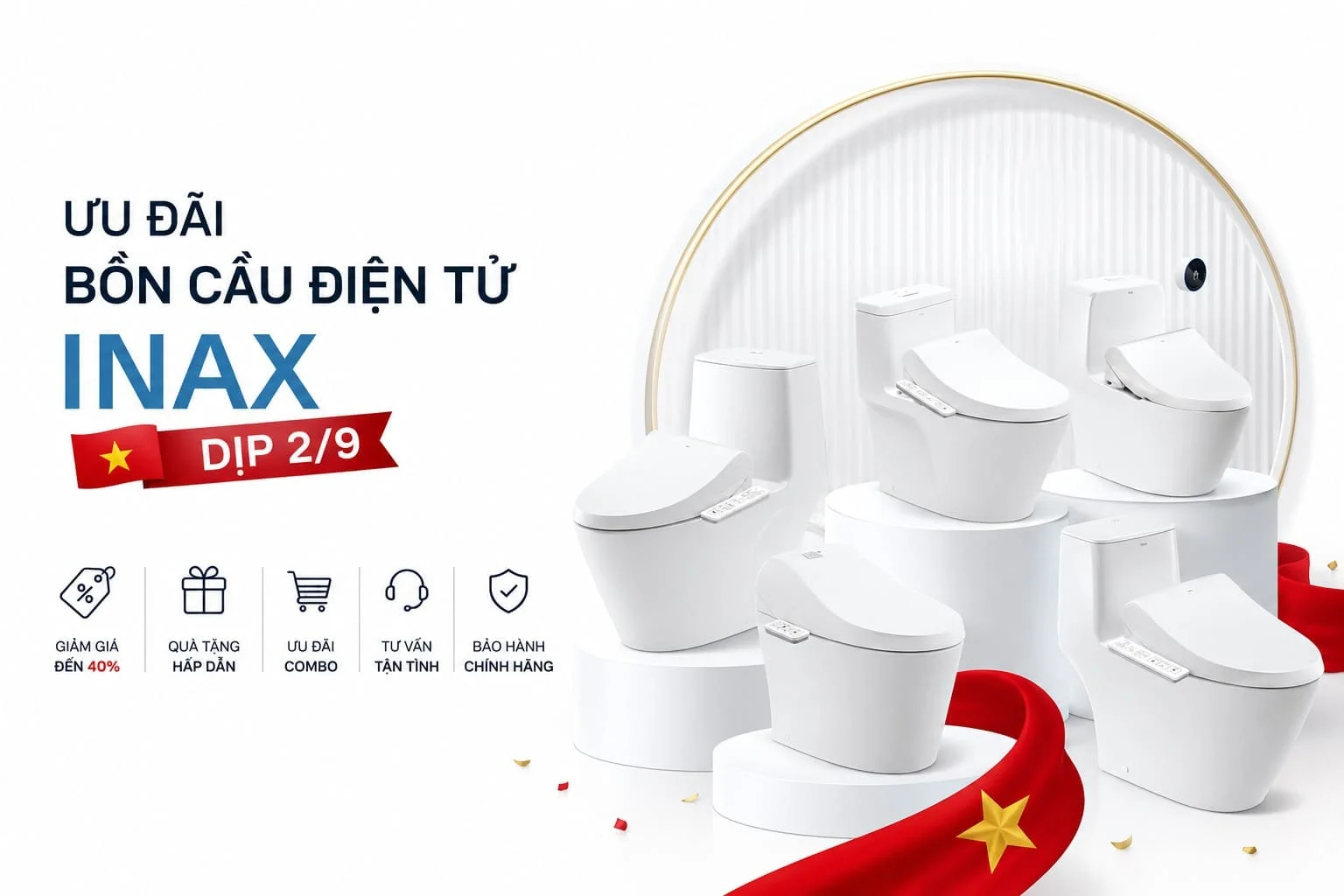 Ưu đãi bồn cầu điện tử INAX dịp 2/9 có gì hấp dẫn?