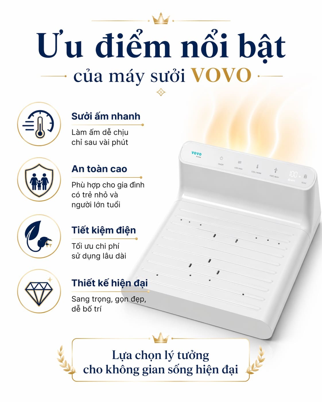 Ưu điểm nổi bật của máy sưởi VOVO