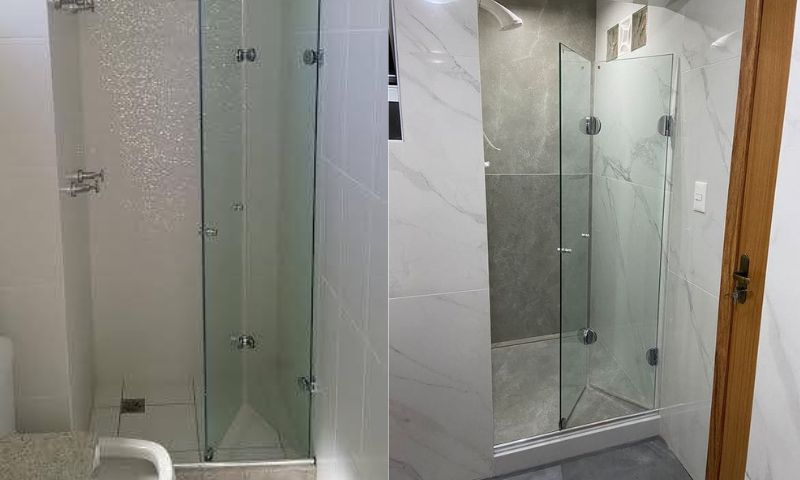 Vách tắm kính gập