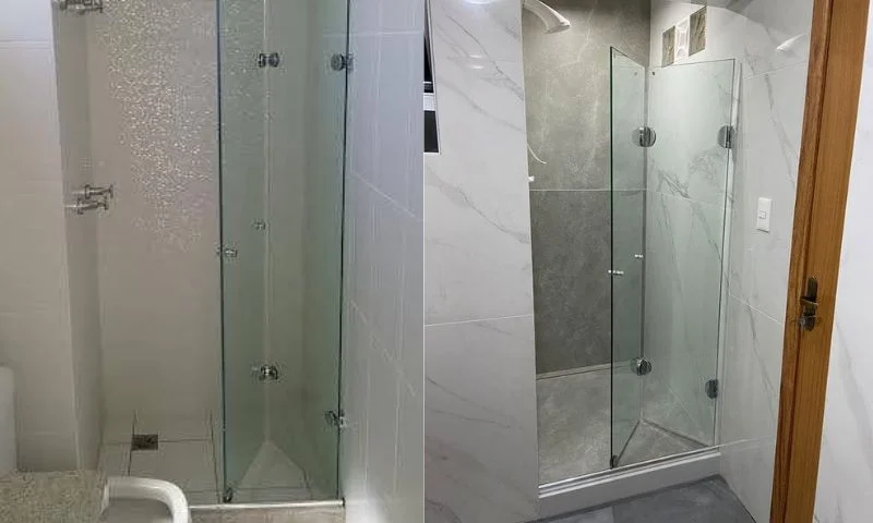 Vách tắm kính gập