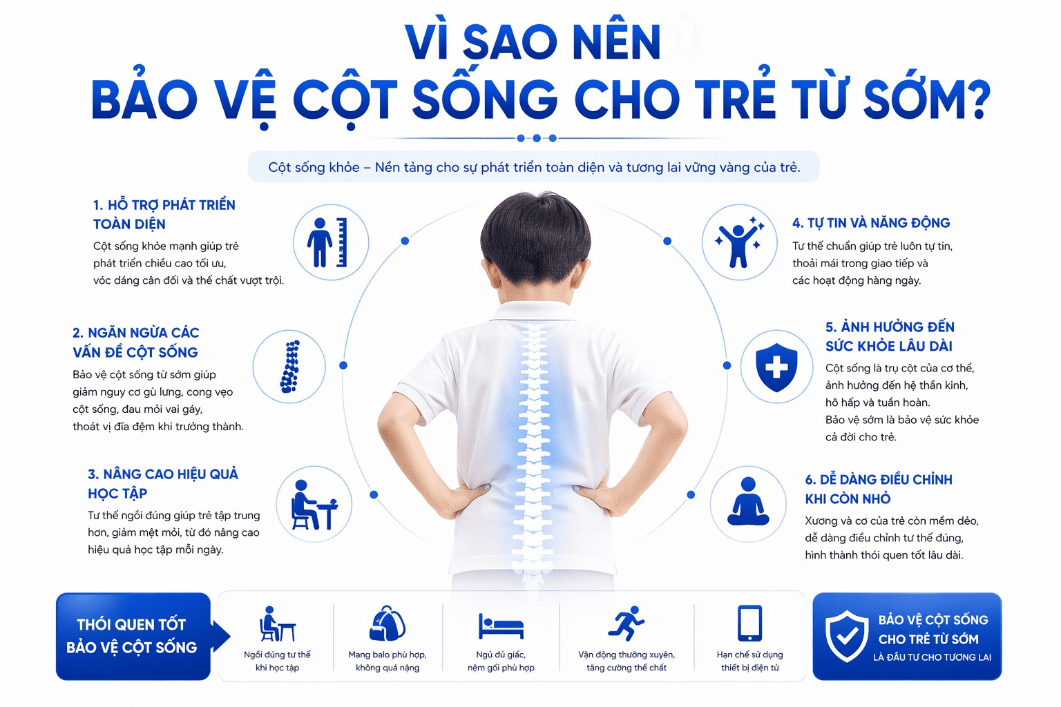 Vì sao nên bảo vệ cột sống cho trẻ từ sớm?