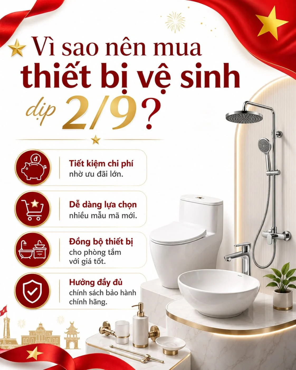 Vì sao nên mua thiết bị vệ sinh dịp 2/9?