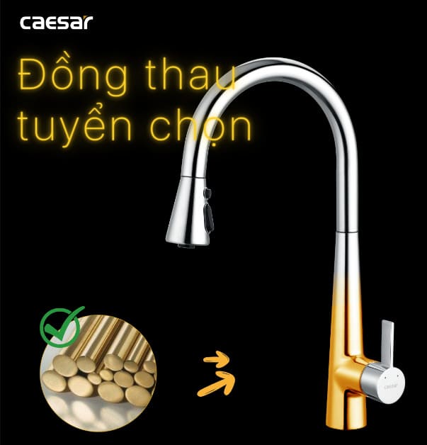 Vòi bếp Caesar chất lượng đồng thau