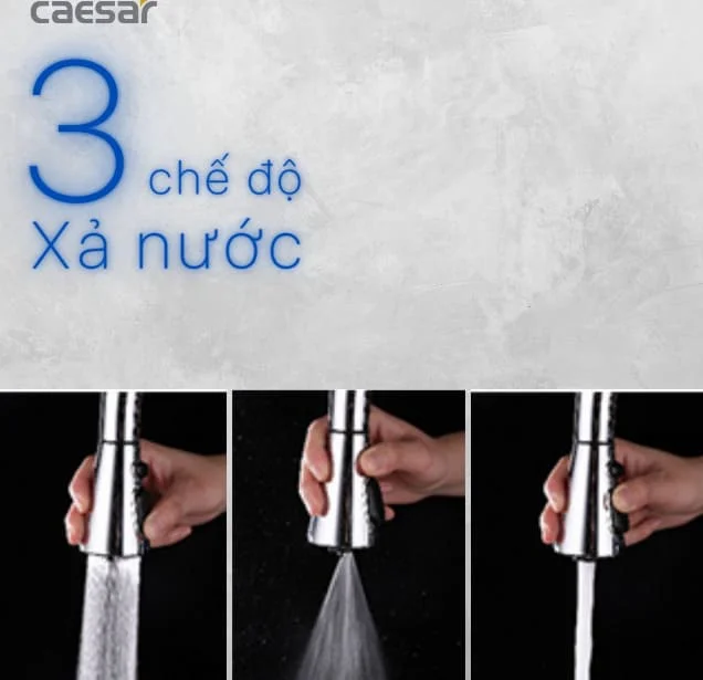 Vòi chậu bếp Caesar 3 chế độ xả nước 