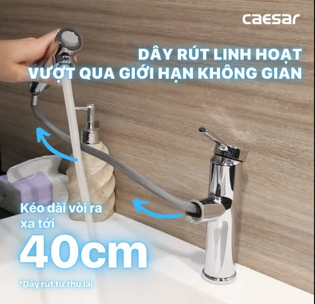 Vòi chậu dây rút Caesar B196C