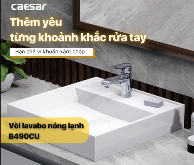 Vòi Lavabo Nóng Lạnh 1 Chân Caesar B490CU