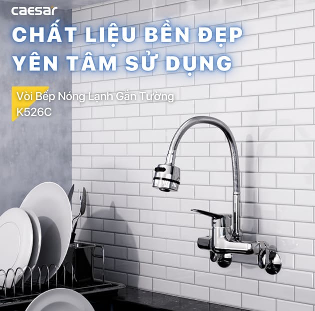 Vòi rửa bát gắn tường Caesar K526C