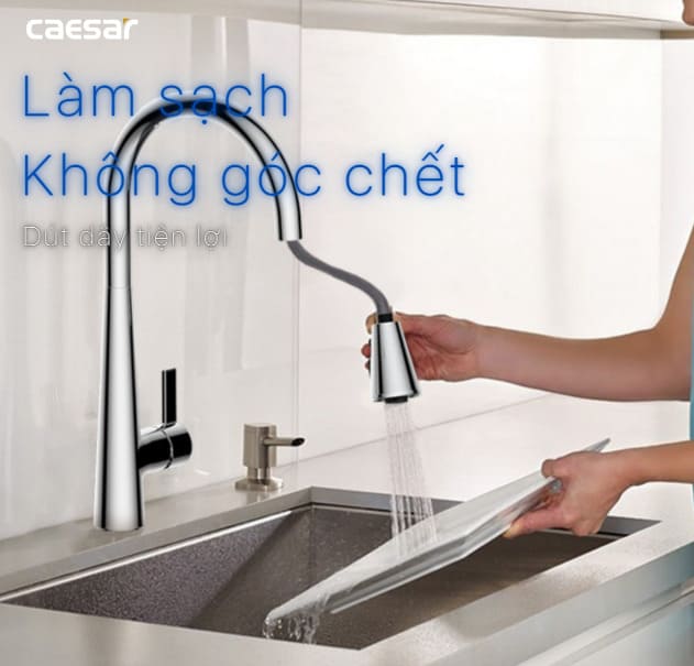 Vòi rửa bát dây rút Caesar K905C