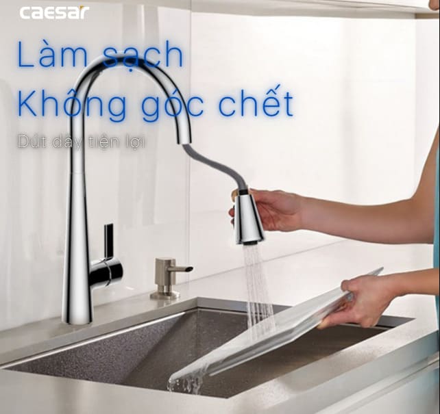 Vòi rửa bát dây rút Caesar K905C