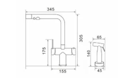 Bản vẽ kỹ thuật Vòi rửa bát nóng lạnh Geler GL 3063