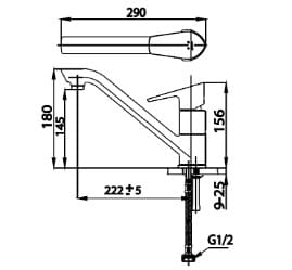 bản vẽ kỹ thuật Vòi rửa bát nóng lạnh COTTO CT526F